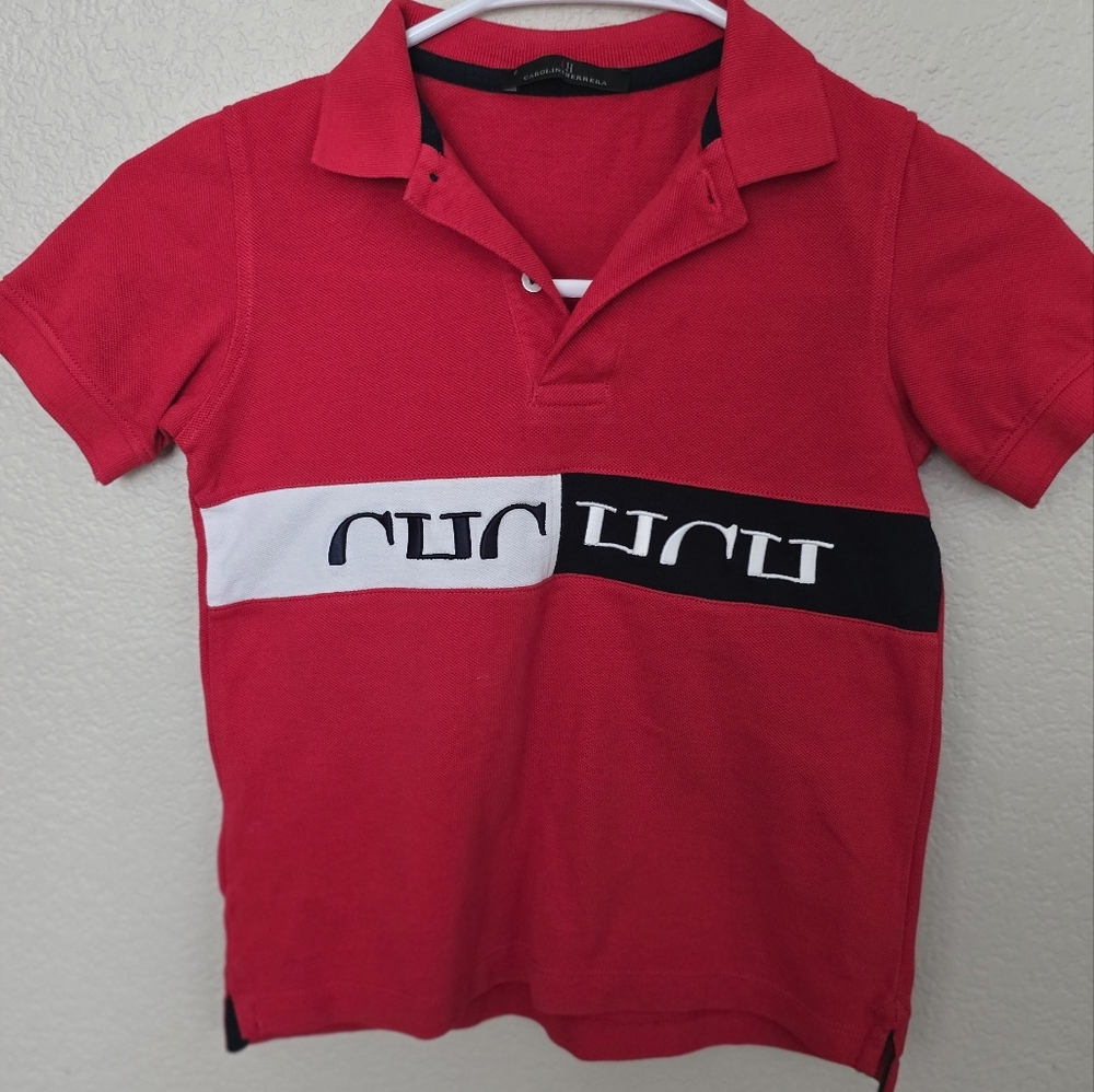 Carolina Herrera Red and Blue Polo Shirt Sporty Design